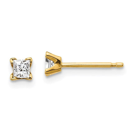 14k AA Quality Complete Princess-cut Diamond Stud Ear ,