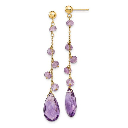 14k Amethyst Dangle Earrings ,
