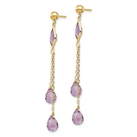 14k Amethyst Post Dangle Earrings ,
