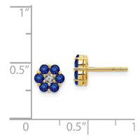 14k & Rhodium Sapphire & Diamond Post Earrings ,
