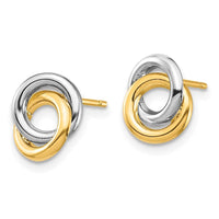 14k & White Rhodium Circles Post Earrings ,