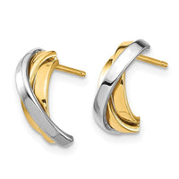 14k & White Rhodium Triple C-Hoop Post Earrings ,