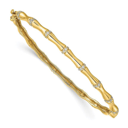 14k Bamboo Design Diamond Bangle ,