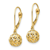 14K Bead Dangle Leverback Earrings ,