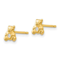 14k Bear with CZ Earrings ,