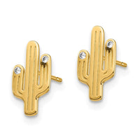 14K Cactus CZ Stud Earrings ,