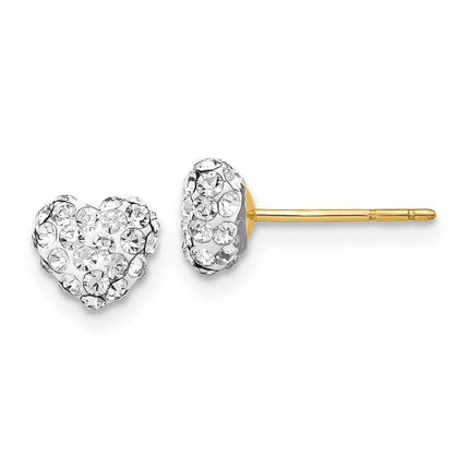 14k Crystal 6mm Heart Post Earrings ,