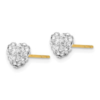 14k Crystal 6mm Heart Post Earrings ,