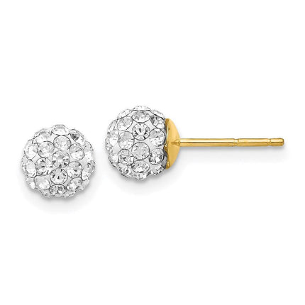 14k Crystal 6mm Post Earrings ,