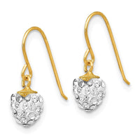 14k Crystal Heart Dangle Earrings ,