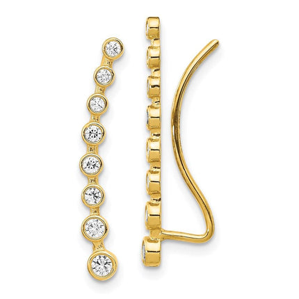 14K CZ Ear Climber Earrings ,