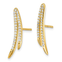 14K CZ Ear Climber Earrings ,