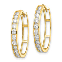 14K CZ Hinged Hoop Earrings ,