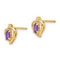 14K Diamond & Amethyst Earrings ,