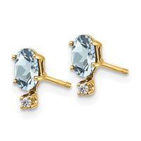 14k Diamond & Aquamarine Birthstone Earrings ,