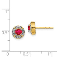 14k Diamond & Ruby Fancy Earrings ,