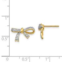 14k Diamond Bow Post Earrings ,