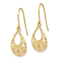 14K Diamond-cut Dangle Earrings ,