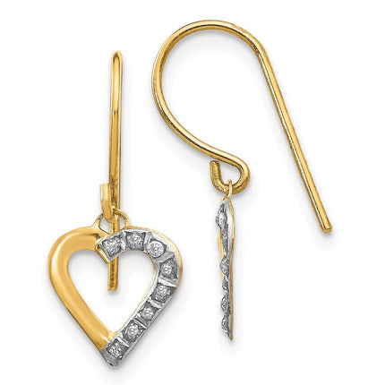 14k Diamond Fascination Heart Earrings ,