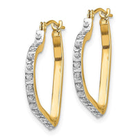 14k Diamond Fascination Heart Hinged Hoop Earrings ,