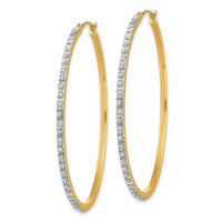 14k Diamond Fascination Large Round Hinged Hoop Earrings ,