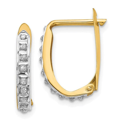 14k Diamond Fascination Leverback Hinged Hoop Earrings ,
