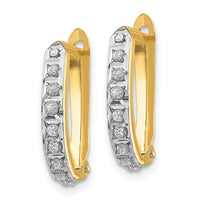 14k Diamond Fascination Leverback Hinged Hoop Earrings ,