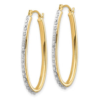 14k Diamond Fascination Oval Twist Hoop Earrings ,