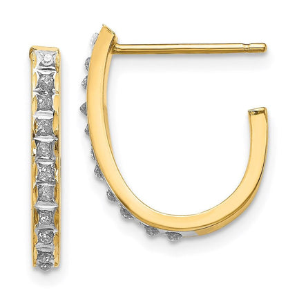 14k Diamond Fascination Post J Hoop Earrings ,