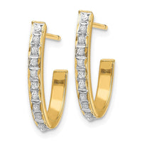 14k Diamond Fascination Post J Hoop Earrings ,