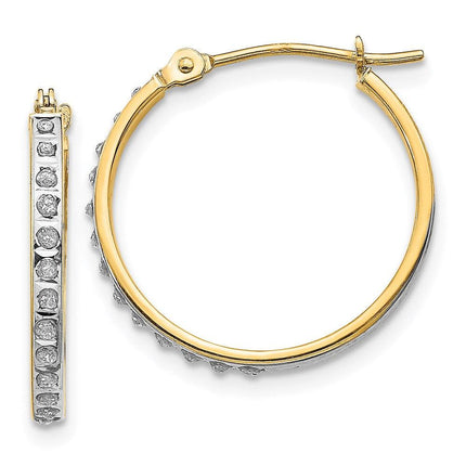 14k Diamond Fascination Round Hinged Hoop Earrings ,