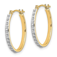 14k Diamond Fascination Round Hinged Hoop Earrings ,