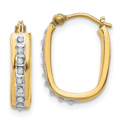 14k Diamond Fascination Squared Hinged Hoop Earrings ,