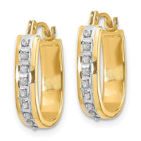 14k Diamond Fascination Squared Hinged Hoop Earrings ,