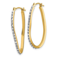 14k Diamond Fascination Twist Hinged Hoop Earrings ,