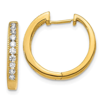 14k Diamond Hoop Earrings ,