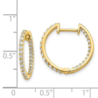 14k Diamond In & Out Hinged Hoop Earrings ,