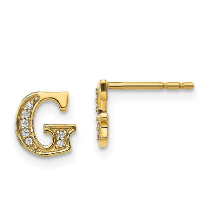 14k Diamond Initial G Earrings ,