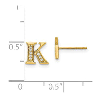 14k Diamond Initial K Earrings ,