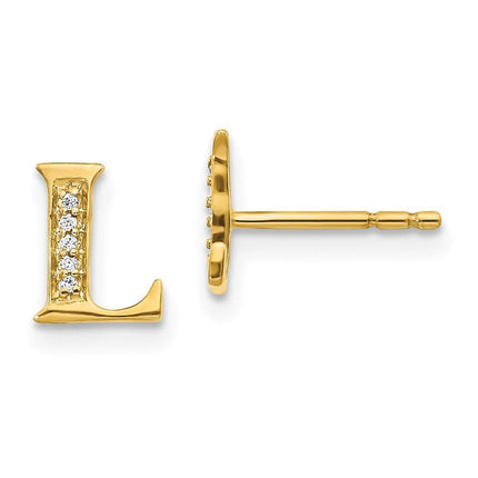 14k Diamond Initial L Earrings ,