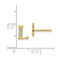 14k Diamond Initial L Earrings ,