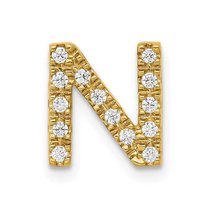 14k Diamond Initial N Charm ,