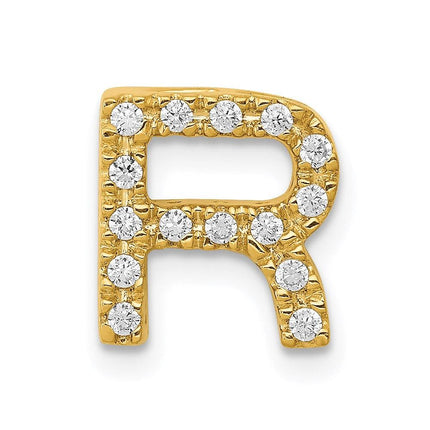 14k Diamond Initial R Charm ,