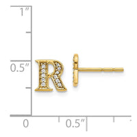 14k Diamond Initial R Earrings ,