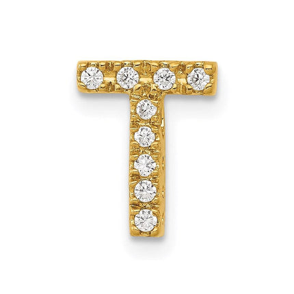 14k Diamond Initial T Charm ,