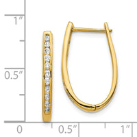 14k Diamond Oval Hoop Earrings ,