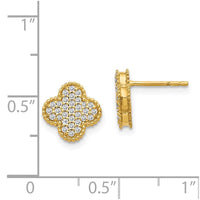 14k Diamond Quatrefoil Post Earrings ,