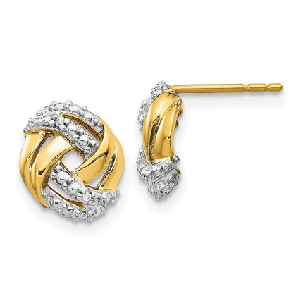 14k Diamond w/Rhodium Accents Round Post Earrings ,