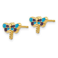14k Enameled Dragonfly Earrings ,