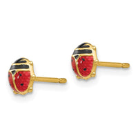 14k Enameled Ladybug Earrings ,